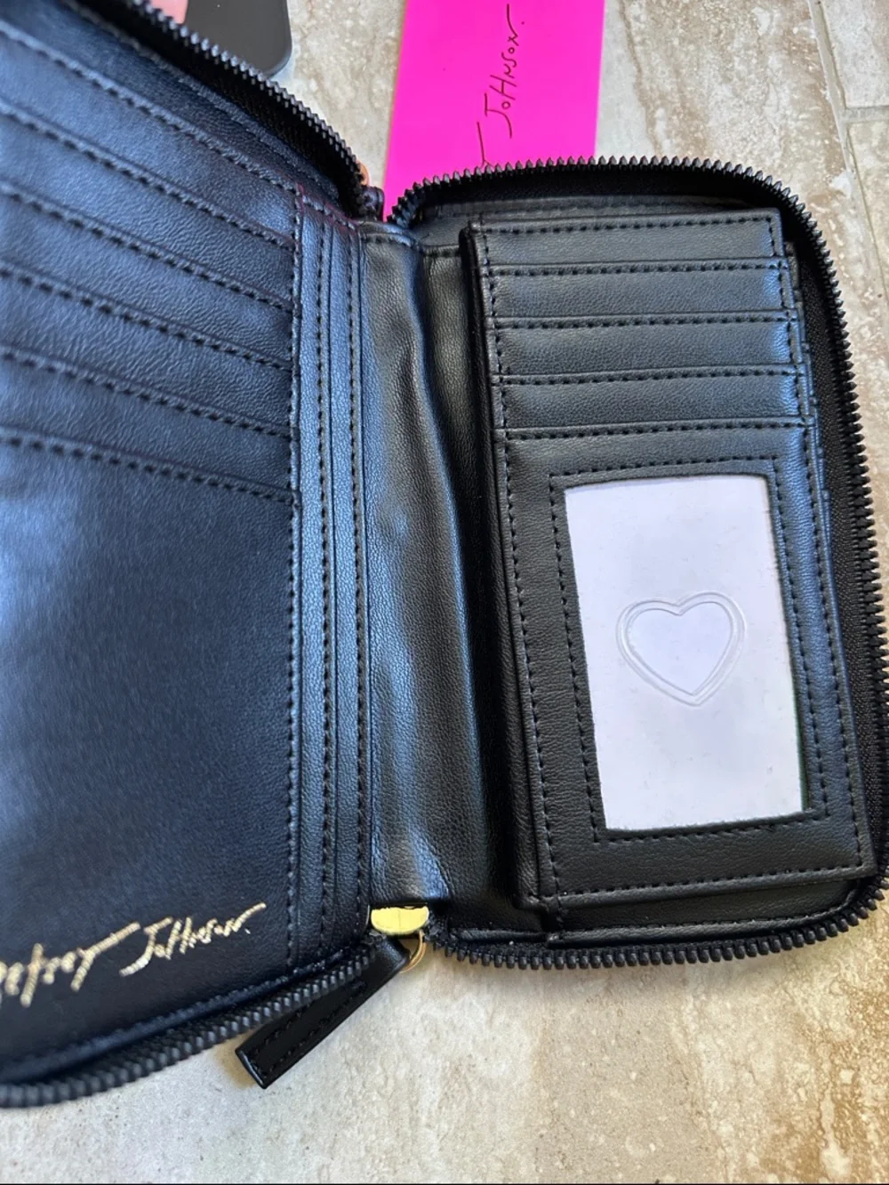 Betsey Johnson Black Multi Heart Zip Around XOKARA Women’s Wallet NWT - Picture 5 of 6